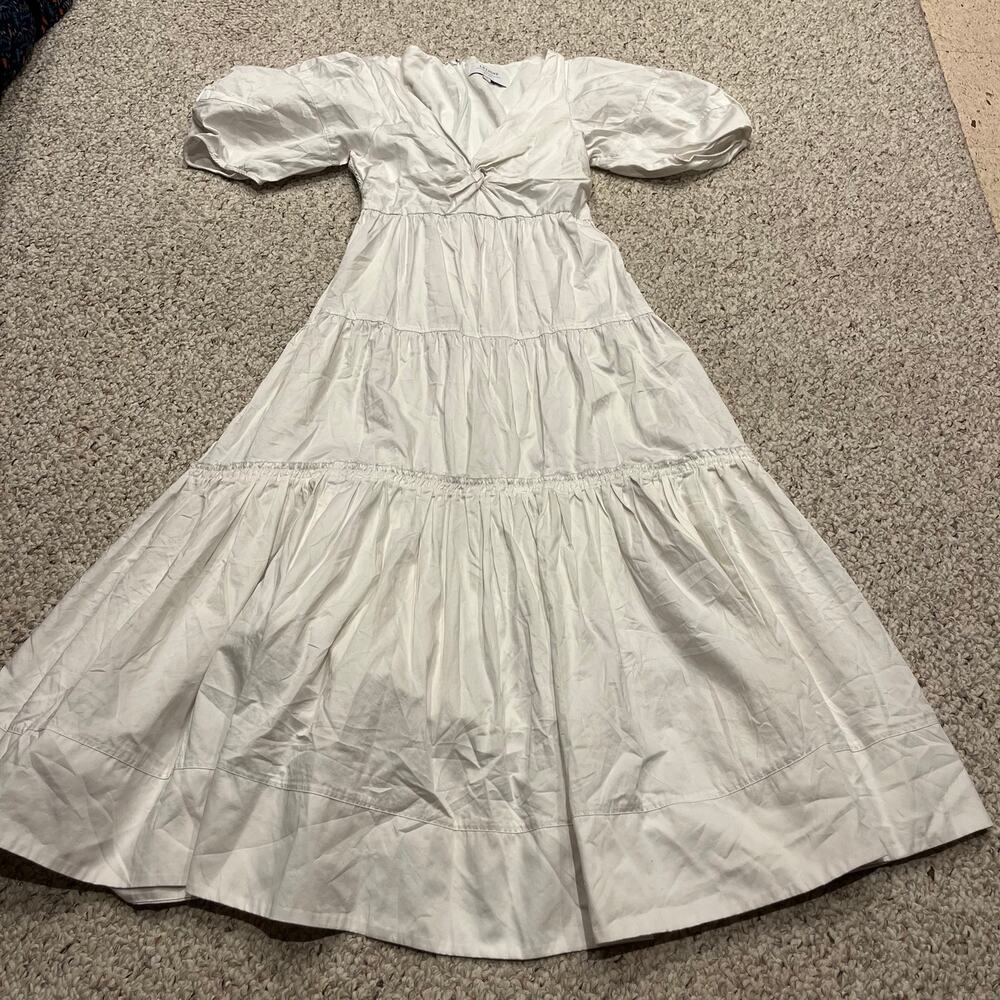 La Ligne Sirena Midi Dress S Puff Sleeve Tiered Skirt Feminine Cottagecore